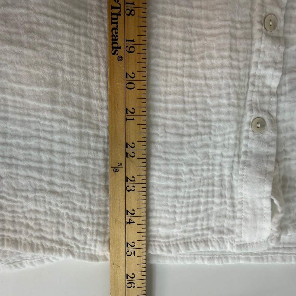 Lola River Cotton Gauze Button Up Shirt White Medium Coastal Beach Minimalist - Picture 13 of 14